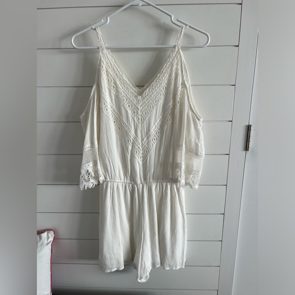 Maurice’s white cold shoulder romper